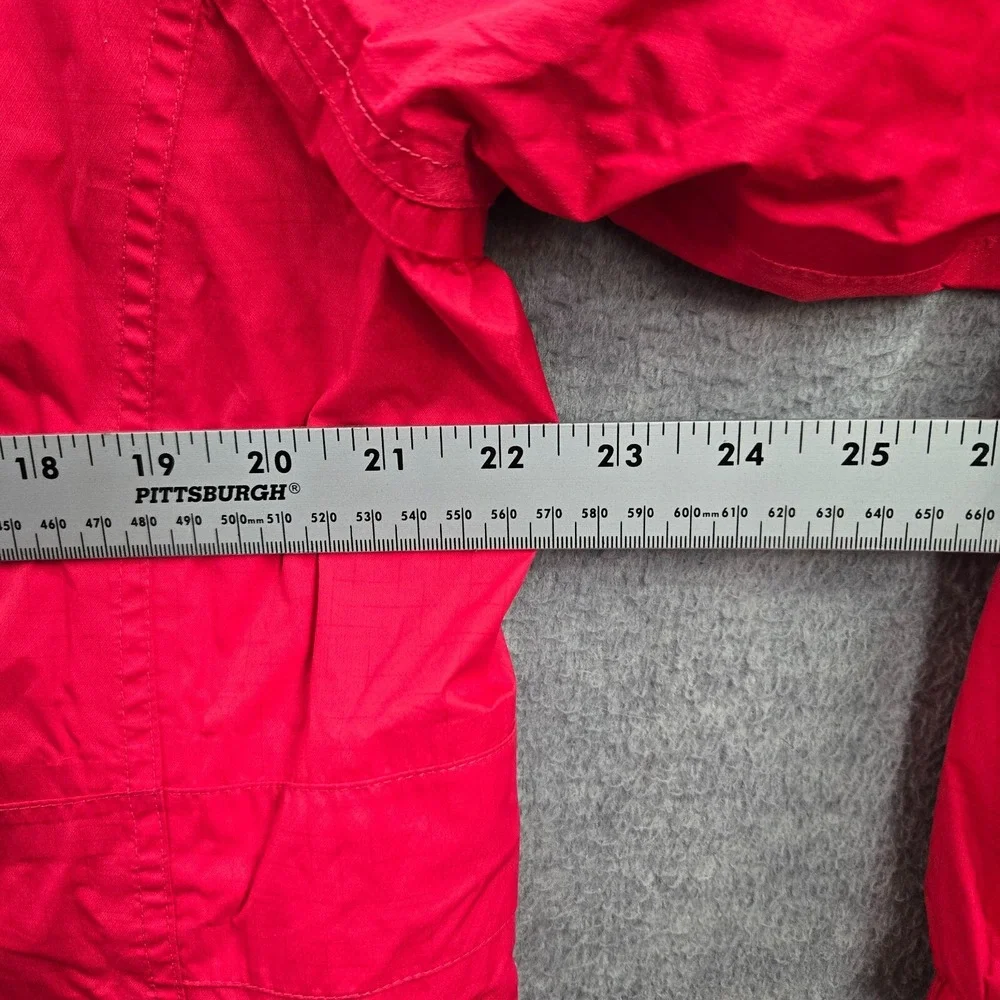 Cabelas Men Jacket Large Red Hooded Rain Coat Pockets Full Zip‎